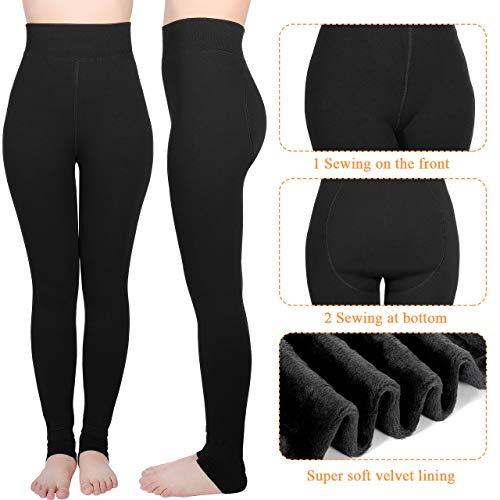 AIMTOP 2 Pack Leggins Termicos Mujer, Leggins Mujer Invierno Terciopelo Elástico Leggings Mujer Invierno, Mallas Termicas Mujer Pantalon Termico, Leggins Termicos (Negro)