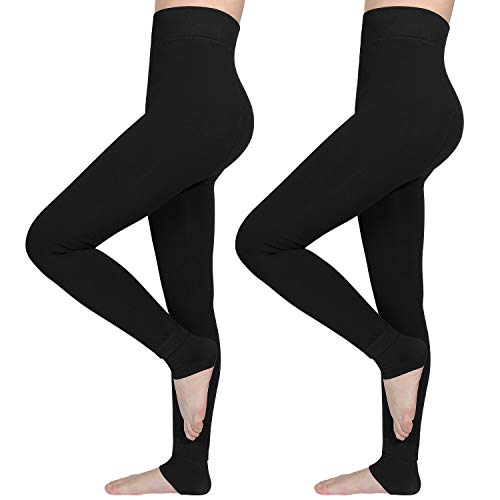 AIMTOP 2 Pack Leggins Termicos Mujer, Leggins Mujer Invierno Terciopelo Elástico Leggings Mujer Invierno, Mallas Termicas Mujer Pantalon Termico, Leggins Termicos (Negro)