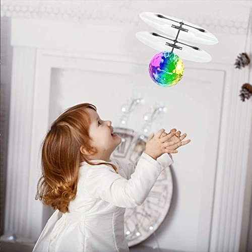 AINA Bola voladora Juguetes para niños Juguetes voladores Juguetes de control de mano Helicóptero Luz de bola voladora Drone Vacaciones Juguetes de Navidad Regalos para niños (Colorido)