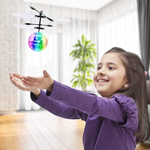 AINA Bola voladora Juguetes para niños Juguetes voladores Juguetes de control de mano Helicóptero Luz de bola voladora Drone Vacaciones Juguetes de Navidad Regalos para niños (Colorido)