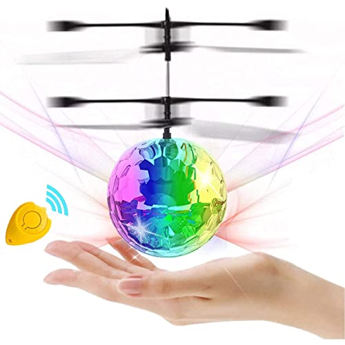 AINA Bola voladora Juguetes para niños Juguetes voladores Juguetes de control de mano Helicóptero Luz de bola voladora Drone Vacaciones Juguetes de Navidad Regalos para niños (Colorido)