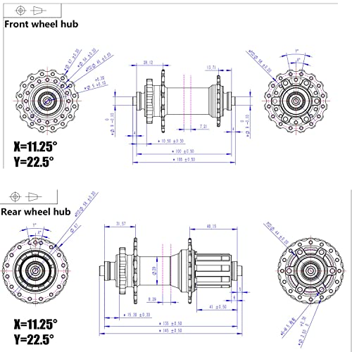 aiNPCde Buje MTB, 32 Hoyos Adecuado para 8-11 Velocidades Bicicleta de Montaña Buje Delantero y Trasero 4 Rodamiento Ultraligero Accesorios para Bujes de Freno de Disco (Color : Front and Rear hub)