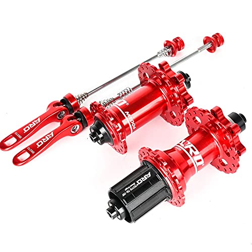 aiNPCde Buje MTB, 32 Hoyos Adecuado para 8-11 Velocidades Bicicleta de Montaña Buje Delantero y Trasero 4 Rodamiento Ultraligero Accesorios para Bujes de Freno de Disco (Color : Front and Rear hub)