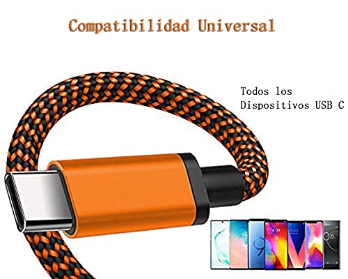 Aioneus Cable USB Tipo C, 3Pack [1M+1M+1M ] 3A Cargador Tipo C Nylon Carga Rápida y Sincronización Cable USB C para Samsung Galaxy A71 A51 A50 S10 S9 S8, Xiaomi Redmi note 9 8 7, Huawei P30 P20 Lite