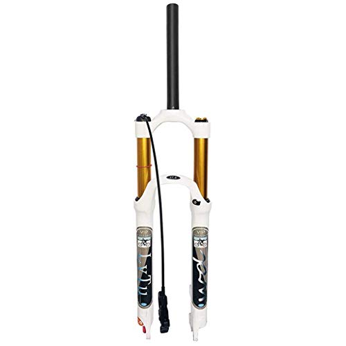 Air 140 mm Travel Mountain Bike Suspensión Horquilla 26/27.5/29 Blanco, WQ-003 Ajuste de Rebote Bloqueo Remoto Horquillas MTB Aleación Ultraligera 9 mm QR (Color: Bloqueo Remoto Recto, T