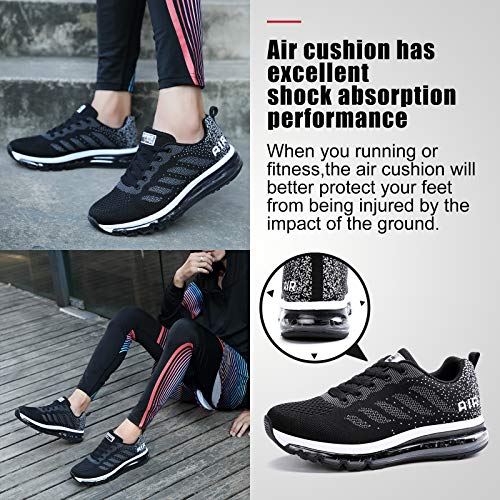 Air Zapatillas de Running para Hombre Mujer Deporte Zapatillas de Trail Deportivas Ligero Fitness Gym Zapatos para Casual Gimnasio Correr Sneakers Athletic Transpirables（Talla 37EU, Negro）