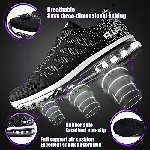 Air Zapatillas de Running para Hombre Mujer Deporte Zapatillas de Trail Deportivas Ligero Fitness Gym Zapatos para Casual Gimnasio Correr Sneakers Athletic Transpirables（Talla 37EU, Negro）