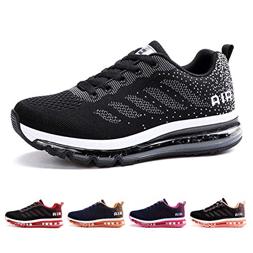 Air Zapatillas de Running para Hombre Mujer Deporte Zapatillas de Trail Deportivas Ligero Fitness Gym Zapatos para Casual Gimnasio Correr Sneakers Athletic Transpirables（Talla 37EU, Negro）