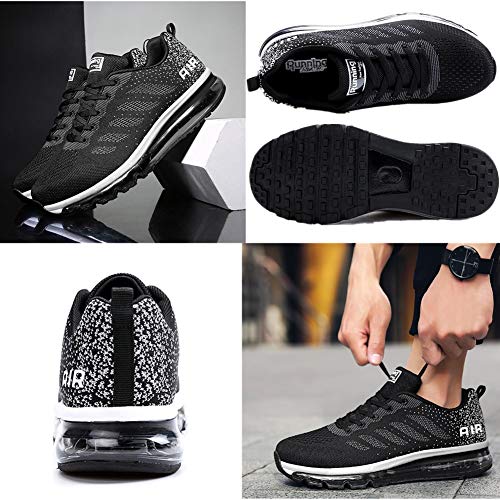 Air Zapatillas de Running para Hombre Mujer Zapatos para Correr y Asfalto Aire Libre y Deportes Calzado Unisexo Black White 39