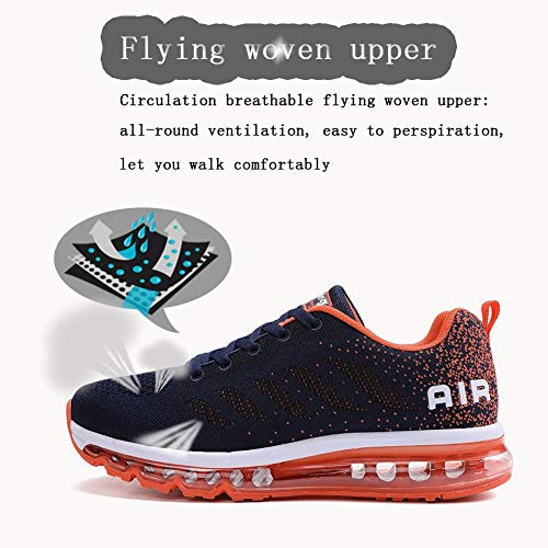 Air Zapatillas de Running para Hombre Mujer Zapatos para Correr y Asfalto Aire Libre y Deportes Calzado Unisexo Blue Orange 41