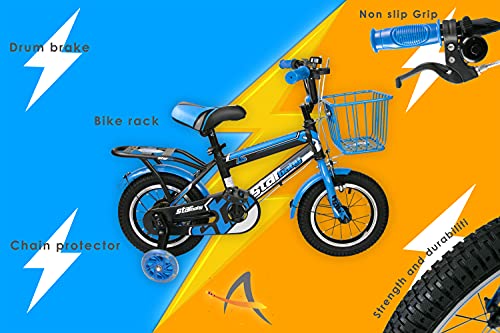 Airel Bicicletas Infantiles para Niños y Niñas | Bici con Ruedines y Cesta | Bicicletas 12, 16, 18 y 20 Pulgadas | Bicicletas niños 3-11 años (Negro-Azul, 20)