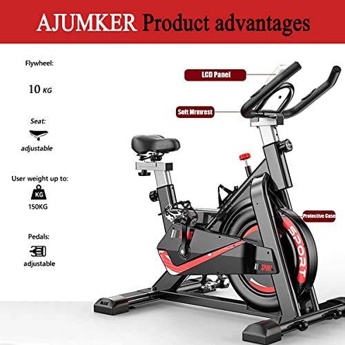 AJUMKER Bicicleta de ejercicios para interiores Manillar ajustable y Asiento para gimnasio en casa para ejercicios con todo incluido Fitness Bike Función de frecuencia cardíaca, pantalla LCD