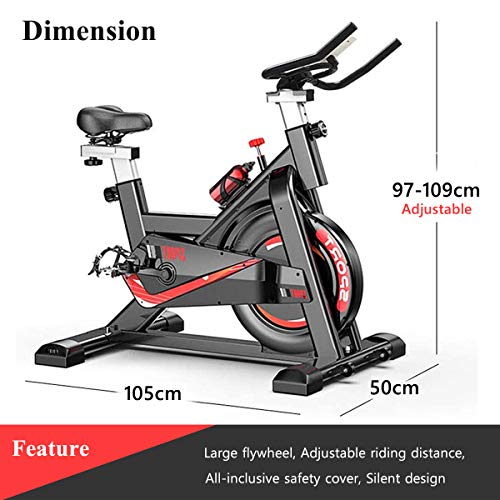 AJUMKER Bicicleta de ejercicios para interiores Manillar ajustable y Asiento para gimnasio en casa para ejercicios con todo incluido Fitness Bike Función de frecuencia cardíaca, pantalla LCD