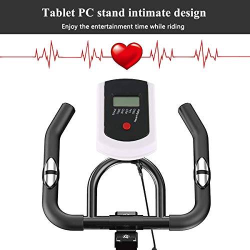 AJUMKER Bicicleta de ejercicios para interiores Manillar ajustable y Asiento para gimnasio en casa para ejercicios con todo incluido Fitness Bike Función de frecuencia cardíaca, pantalla LCD