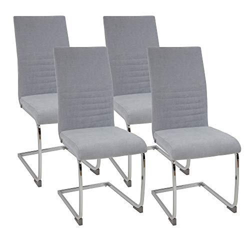 Albatros Silla Cantilever LUGANO Set de 4 Sillas Gris Claro, SGS probado