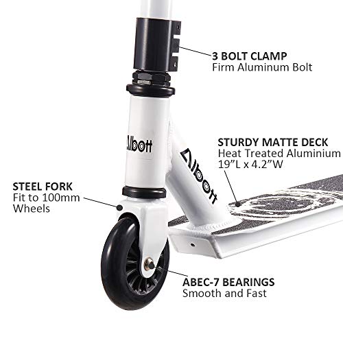 Albott Patinete de Acrobacia Patinete de Trucos y Saltos para Nios y Nias a Partir de 7 aos Ruedas 100mm Rodamientos ABEC-9