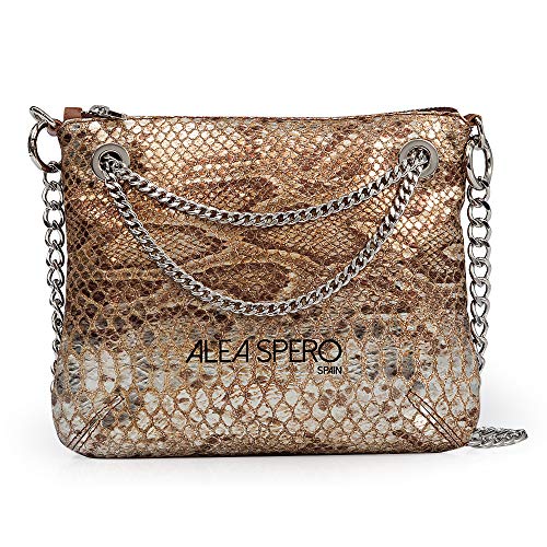 Alea Spero, bolso mujer piel natural, Neva serpiente, fabricado en España (cuero)