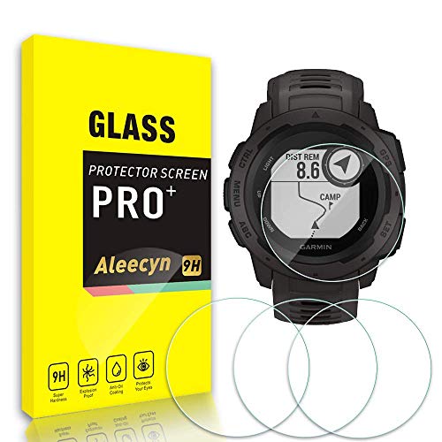 ALEECYN [4 pezzi Cristal Templado para Garmin Instinct, Dureza 9H, Anti - arañazos Anti-Rasguño,Fácil de Instalar, Vidrio Templado Protector de Pantalla para Garmin Instinct