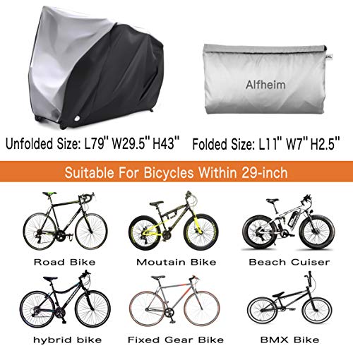 Alfheim Funda Bicicleta para 2 Bicicletas - 210D Oxford Tarea Pesada Al Aire Libre - Impermeable Respirable Cubiertas para Bicicletas con 2 Orificios de Bloqueo - Anti Polvo Lluvia Nieve UV