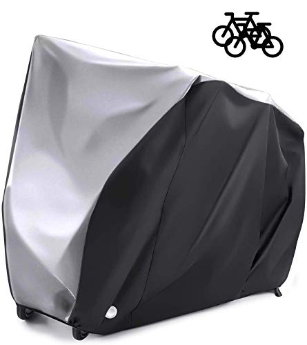 Alfheim Funda Bicicleta para 2 Bicicletas - 210D Oxford Tarea Pesada Al Aire Libre - Impermeable Respirable Cubiertas para Bicicletas con 2 Orificios de Bloqueo - Anti Polvo Lluvia Nieve UV