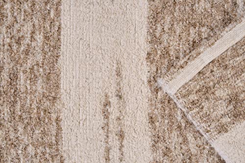 Alfombra de baño Artesanal, Ducha y Exterior, de algodón Suave Muy Absorbente, Fabricada a Mano en España, Lavable en Lavadora y Secado rápido (Marrón Tierra Andina)