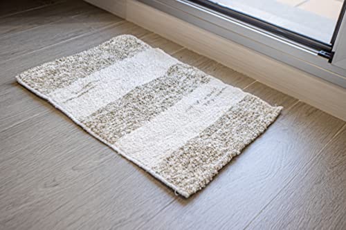 Alfombra de baño Artesanal, Ducha y Exterior, de algodón Suave Muy Absorbente, Fabricada a Mano en España, Lavable en Lavadora y Secado rápido (Marrón Tierra Andina)