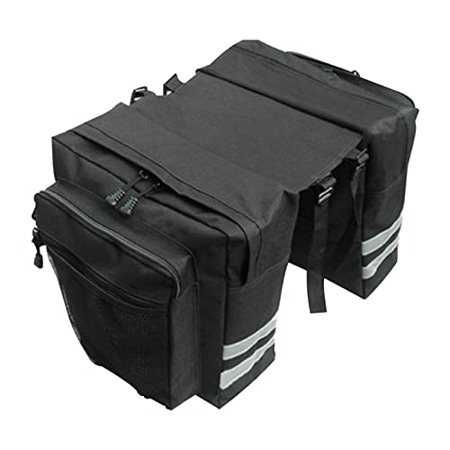 Alforja para bicicleta, doble alforja portaequipajes, bolsa para equipaje impermeable, bolsa para el asiento trasero con correa, resistente al desgarro para portaequipajes (negro)