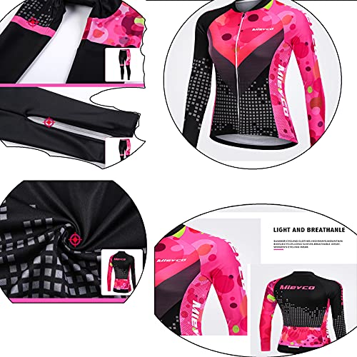 ALIHONG Ropa De Ciclismo - Maillot Ciclismo Mujer -Traje Largo para Ciclismo Mujer+Pantalones De Ciclismo Largos19D Gel Acolchado-MTB Ciclismo Maillots-Transpirable Y Muy Elástico Polar Térmico (1,L)