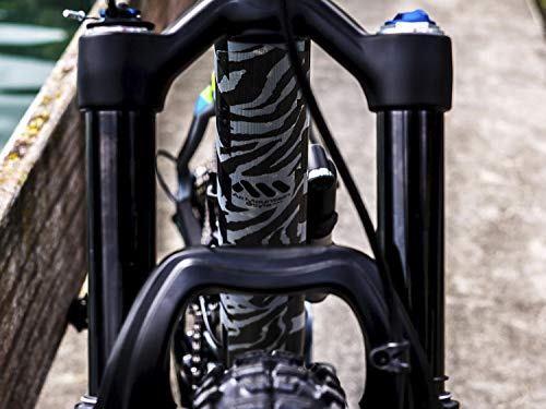 All Mountain Style AMSFG2CLZB Protector de Cuadro Extra – Protege tu Bicicleta de posibles arañazos y Golpes, Unisex Adulto, Transparente/Zebra, XL