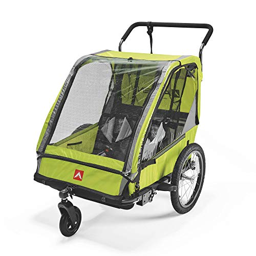 Allen Sports ES2-R, Remolque de bicicleta para 2 niños, unisex, adulto, verde, 2 niños