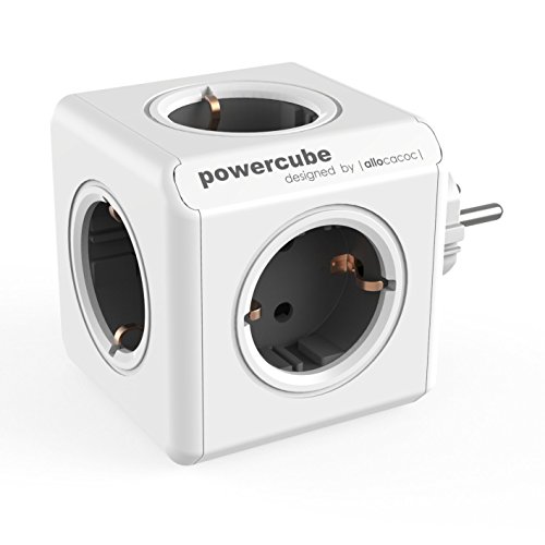 Allocacoc 1100GY/DEORPC PowerCube Original - Regleta de 5 tomas de corriente, Color Gris, 250 V, Oscuro