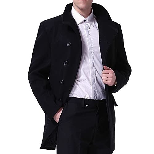 Allthemen Abrigo Largo de Invierno para Hombre Gabardina de Lana Casual Slim Fit Chaqueta Elegant Outerwear Color Sólido