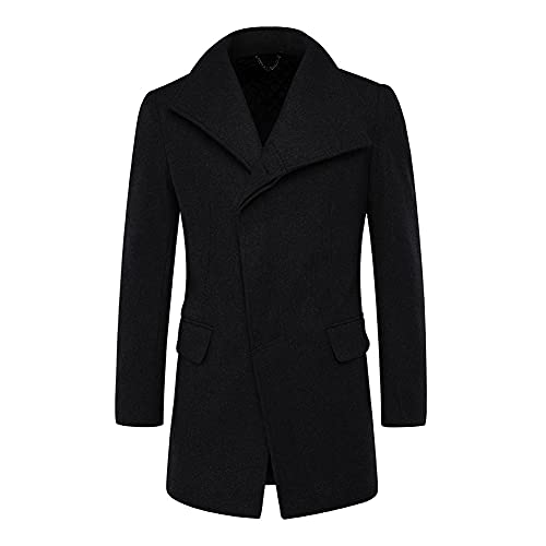 Allthemen Abrigo Largo de Invierno para Hombre Gabardina de Lana Casual Slim Fit Chaqueta Elegant Outerwear Color Sólido