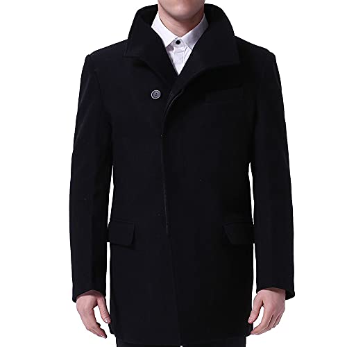 Allthemen Abrigo Largo de Invierno para Hombre Gabardina de Lana Casual Slim Fit Chaqueta Elegant Outerwear Color Sólido