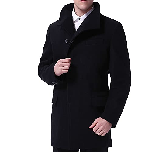 Allthemen Abrigo Largo de Invierno para Hombre Gabardina de Lana Casual Slim Fit Chaqueta Elegant Outerwear Color Sólido