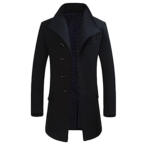 Allthemen Abrigo Largo de Invierno para Hombre Gabardina de Lana Casual Slim Fit Chaqueta Elegant Outerwear Color Sólido