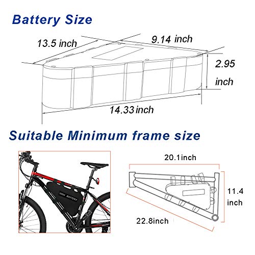 (Almacén DE) Batería de 52V 20Ah Triangle Ebike para Motor de 200W-1500W, Bicicleta Eléctrica Batería de Litio (U004-52V 20Ah para Motor de 200W-1500W)