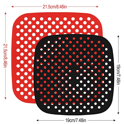 Almohadilla de Freidora de Aire, Diealles Shine 2 Tamaños 7.5 Inch y 8.5 Inch Alfombrillas para Cesta Freidora, Reutilizables Alfombrillas de Silicona para Freidora de Aire (Cuadrado)