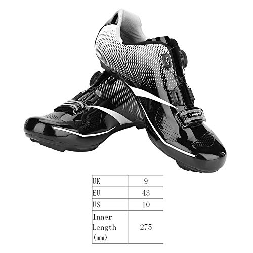 Alomejor 1 par de Zapatos de Ciclismo de Moda Antideslizantes SPD Lock System Zapatos de Ciclismo Transpirable Zapatos de Bicicleta de Carretera Hombres Adultos(43-Black)