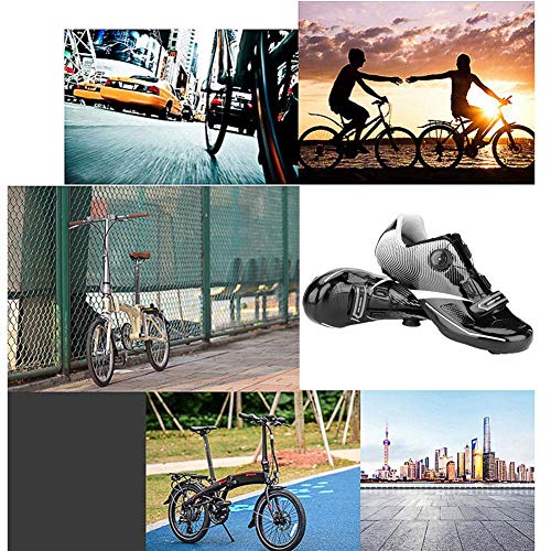 Alomejor 1 par de Zapatos de Ciclismo de Moda Antideslizantes SPD Lock System Zapatos de Ciclismo Transpirable Zapatos de Bicicleta de Carretera Hombres Adultos(43-Black)