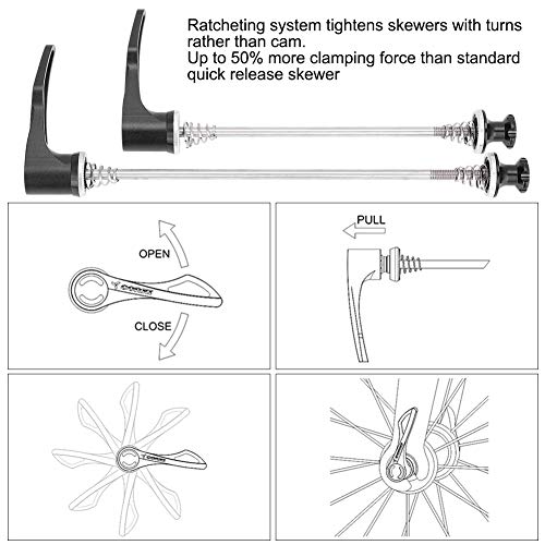 Alomejor Brochetas de aleación de Titanio y Pinchos para Bicicletas para Mountain Bike Road Bicycle Quick Release(100/135 -Black)