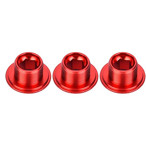 Alomejor Pernos de manivela de Bicicleta Tapa de manivela de aleacin de Aluminio Tapa de manivela de Bicicleta Juego de bielas de Bicicleta Tapa de Tornillo 3 Piezas 18 mm(Red)