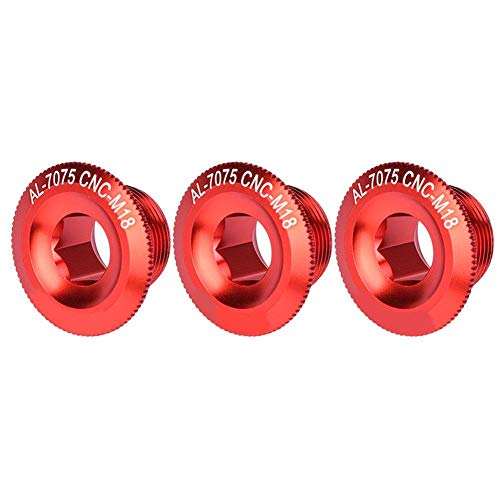 Alomejor Pernos de manivela de Bicicleta Tapa de manivela de aleacin de Aluminio Tapa de manivela de Bicicleta Juego de bielas de Bicicleta Tapa de Tornillo 3 Piezas 18 mm(Red)