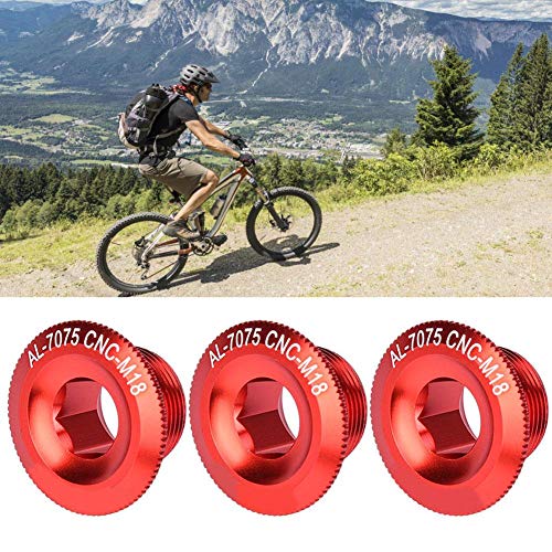 Alomejor Pernos de manivela de Bicicleta Tapa de manivela de aleacin de Aluminio Tapa de manivela de Bicicleta Juego de bielas de Bicicleta Tapa de Tornillo 3 Piezas 18 mm(Red)