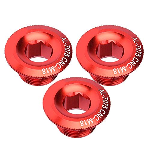 Alomejor Pernos de manivela de Bicicleta Tapa de manivela de aleacin de Aluminio Tapa de manivela de Bicicleta Juego de bielas de Bicicleta Tapa de Tornillo 3 Piezas 18 mm(Red)