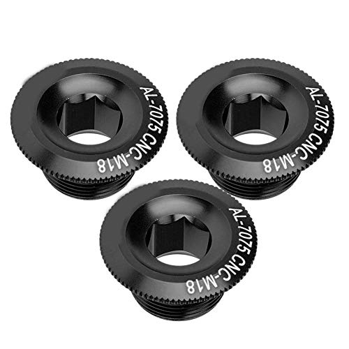 Alomejor Pernos de manivela de Bicicleta Tapa de manivela de aleación de Aluminio Tapa de manivela de Bicicleta Juego de bielas de Bicicleta Tapa de Tornillo 3 Piezas 18 mm(Black)