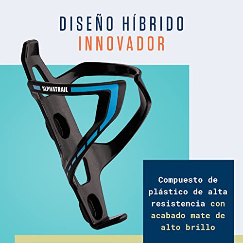 Alphatrail Portabidón para Bicicleta I Garantía Anti-Rotura de por Vida I 36g Lightweight Diseño I Incl. Tornillos I Compatible con Cube, SKS, Elite, Topeak y Otras Botellas de Bebida I Azul