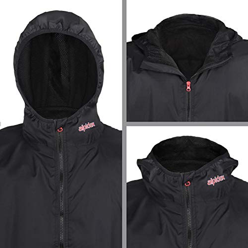 ALPIDEX Chaqueta de Lluvia para Hombre con Capucha, Transpirable, Ligero, Impermeable, Chaqueta de Entretiempo Cortavientos - Talla S M L XL, Tamaño:M, Color:Flash Black