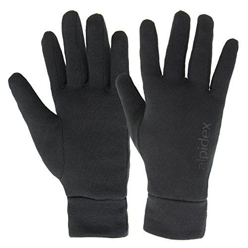 ALPIDEX Guantes internos Guantes Interiores Shaven Sheep Guantes Ligeros Finos Calientes Liner Interior Rugoso Material elástico, Tamaño:M, Color:Black