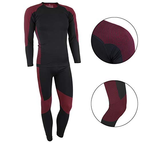 ALPIDEX Set de Ropa Térmica para Hombre, Ropa Interior para esquí - Transpirable, cálida y de Secado rápido, Tamaño:S/M, Color:Negro-Rojo